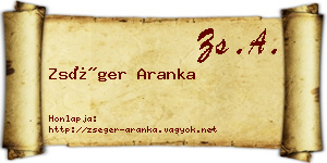 Zséger Aranka névjegykártya